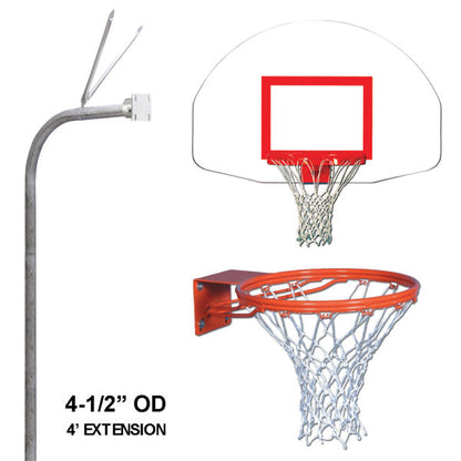 Douglas® Gooseneck 4.5" FST Basketball System, Fan Shaped Steel