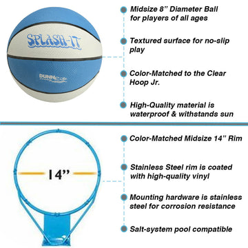 Dunn Rite Clear Hoop Jr. Deck-Mounted Pool Basketball Hoop (1.90" Post, Anchor not Included)