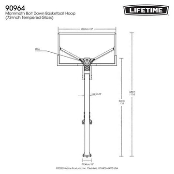 Lifetime Mammoth Bolt Down Basketball Hoop (72-Inch Tempered Glass)