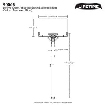 Lifetime Crank Adjust Bolt Down Basketball Hoop (54-Inch Tempered Glass)