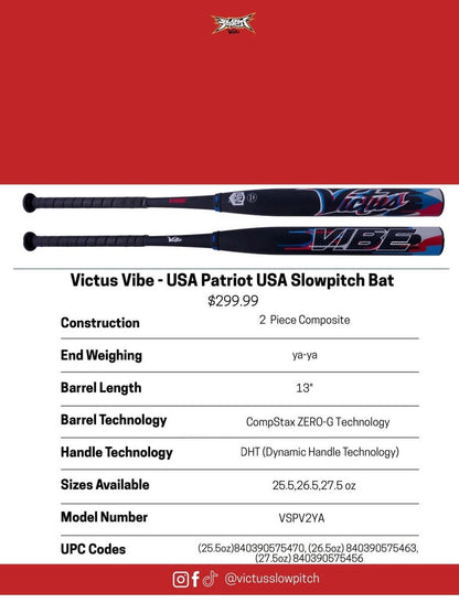 2025 Victus Vibe USA Patriots Ya-Ya Load USA/ASA Slowpitch Softball Bat - VSPV2YA