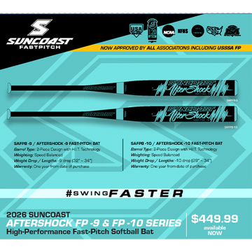 2026 Suncoast Aftershock Fastpitch Softball Bat: -10, -9