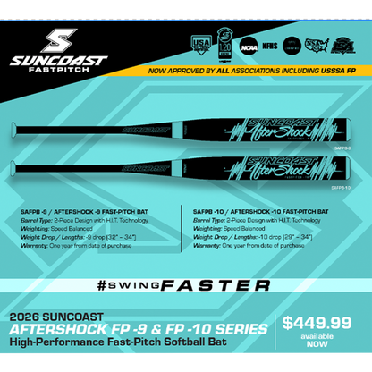 2026 Suncoast Aftershock Fastpitch Softball Bat: -10, -9