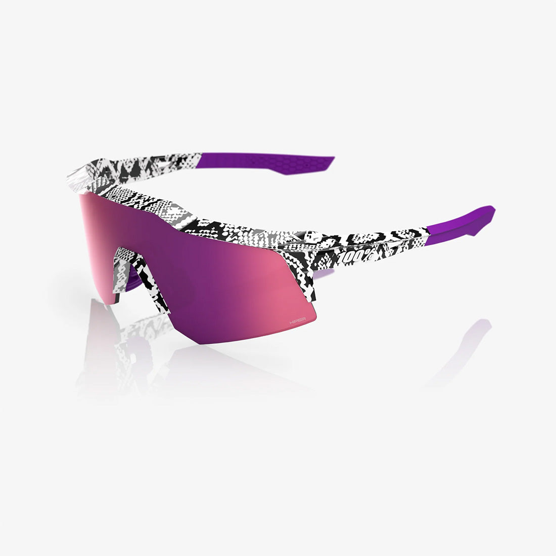 100% Speedcraft XS LE Elly De La Cruz Sunglasses - White Venom HiPER Dark Purple Mirror Lens
