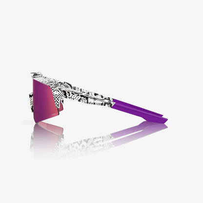 100% Speedcraft XS LE Elly De La Cruz Sunglasses - White Venom HiPER Dark Purple Mirror Lens