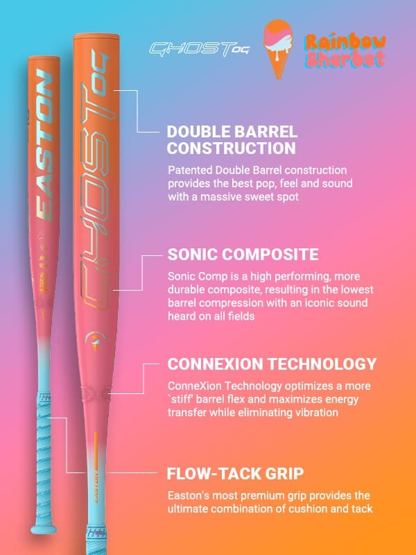 2025 Easton Ghost OG Rainbow Sherbet -11 Fastpitch Softball Bat EFP5GHRS11