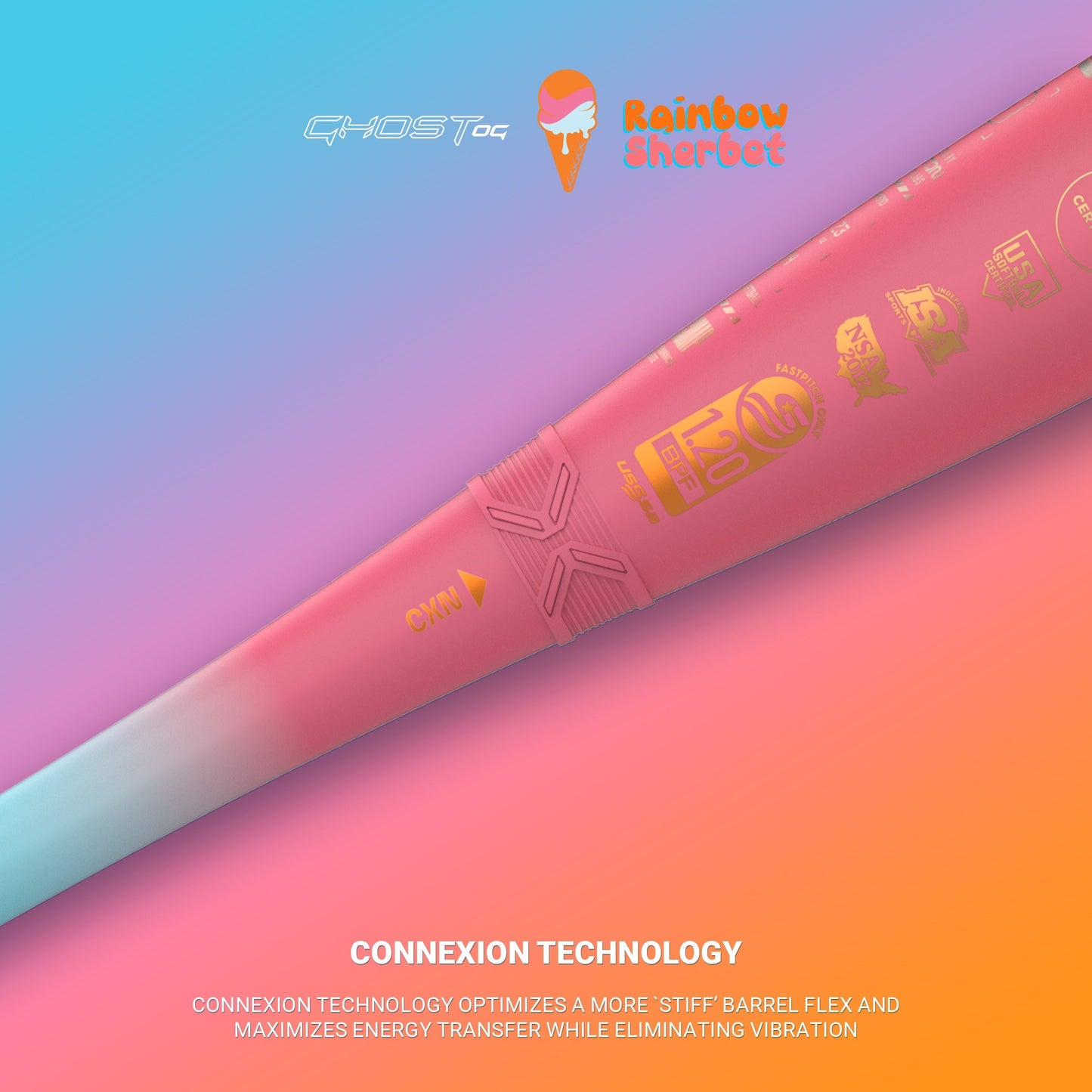 2025 Easton Ghost OG Rainbow Sherbet (-10) Fastpitch Softball Bat: EFP5GHRS10