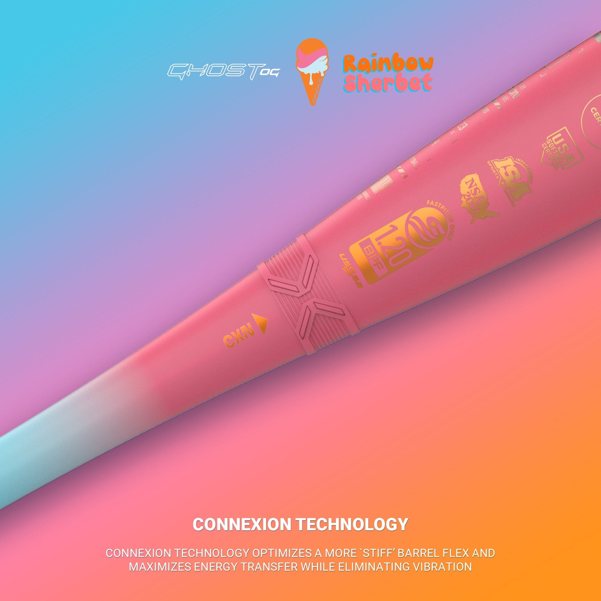2025 Easton Ghost OG Rainbow Sherbet (-10) Fastpitch Softball Bat: EFP5GHRS10
