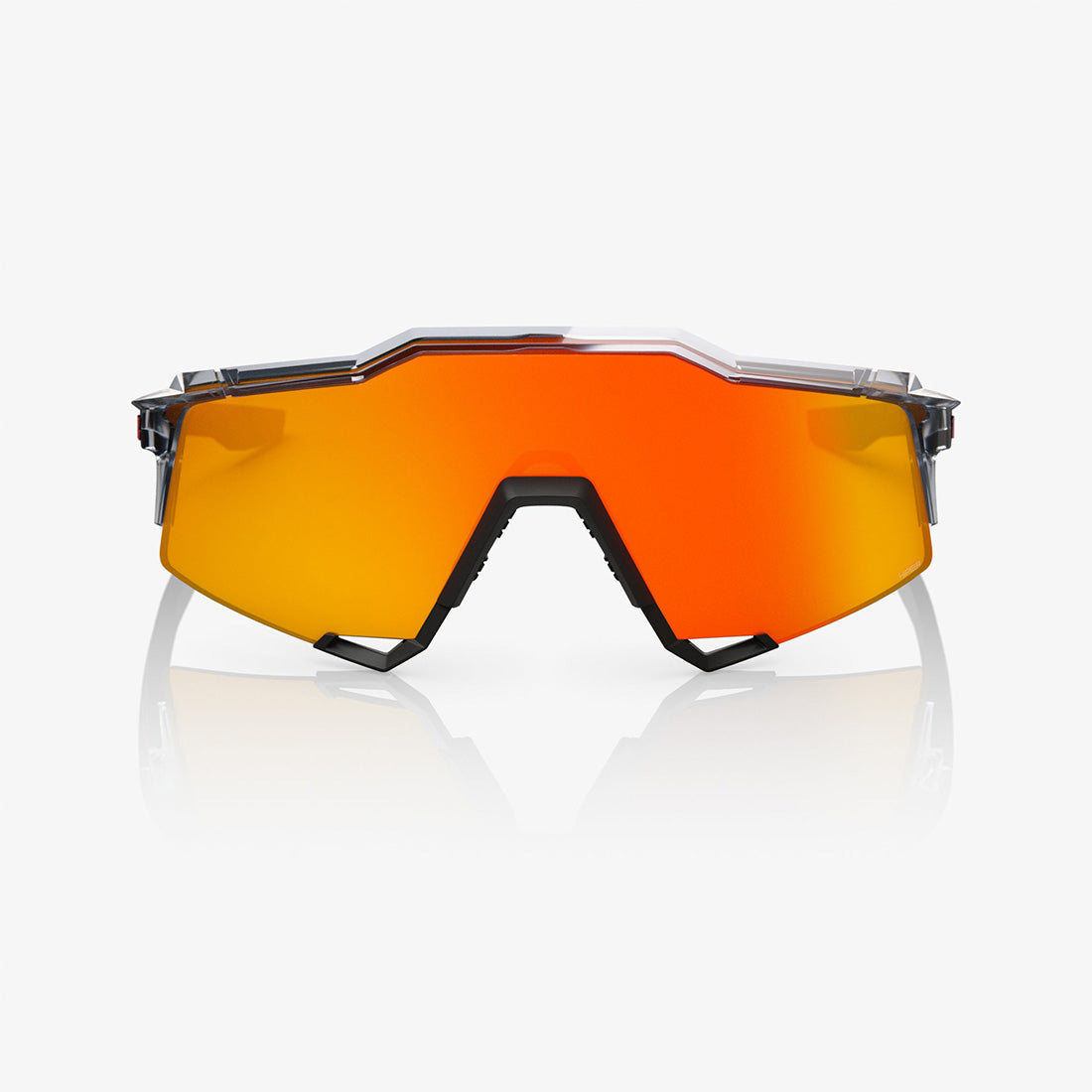 100% SPEEDCRAFT Sunglasses Translucent Grey & Matte Black - HiPER Red Mirror Lens