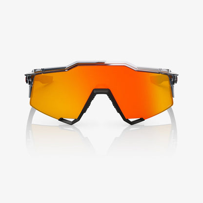 100% SPEEDCRAFT Sunglasses Translucent Grey & Matte Black - HiPER Red Mirror Lens