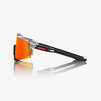 100% SPEEDCRAFT Sunglasses Translucent Grey & Matte Black - HiPER Red Mirror Lens