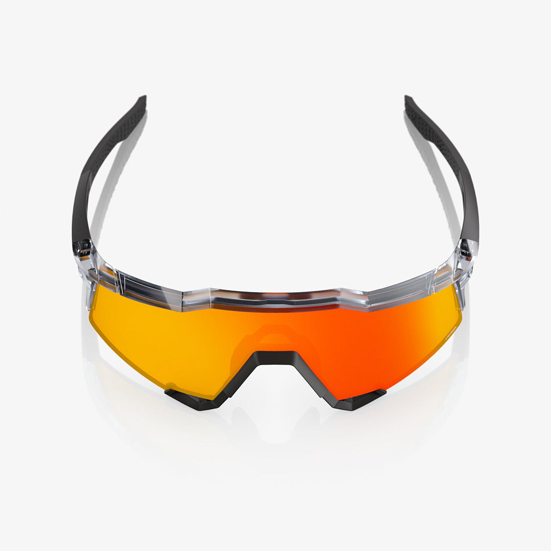 100% SPEEDCRAFT Sunglasses Translucent Grey & Matte Black - HiPER Red Mirror Lens
