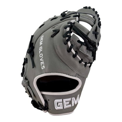 Gem Gloves Softball First Base Mitt/Glove - GEM021 (Grey/Black/White)