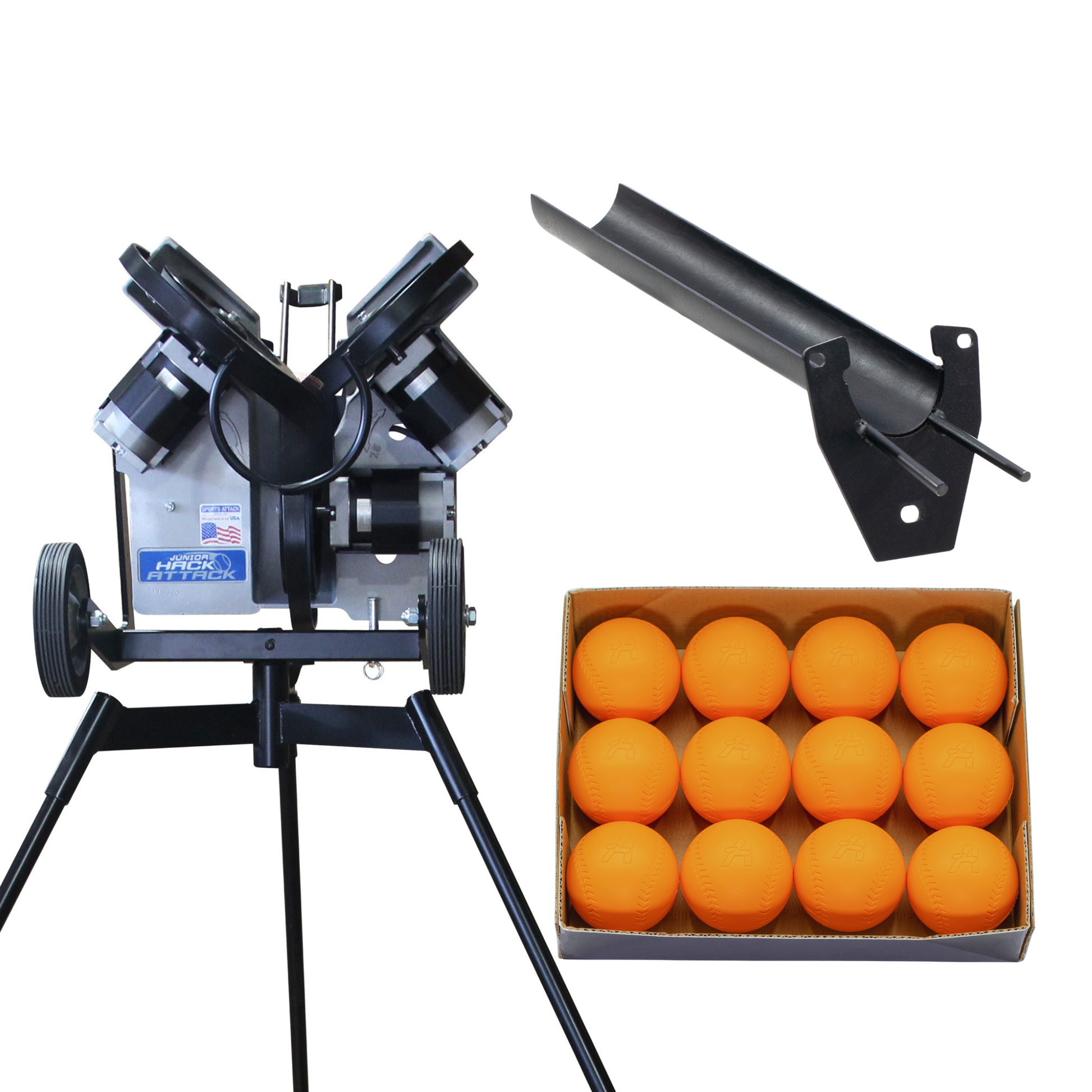 Jr. Hack Attack + Extended Chute with 5-Dozen VeloMax Baseballs