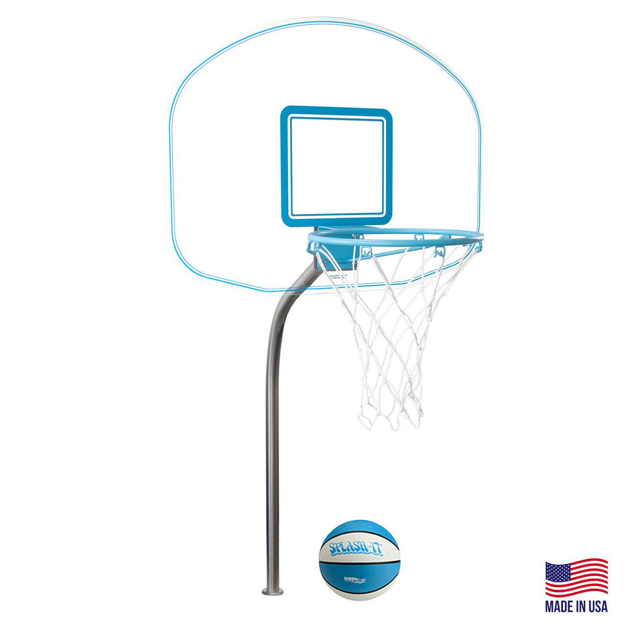 Dunn Rite Clear Hoop Jr. Deck-Mounted Pool Basketball Hoop (1.90" Post, Anchor not Included)