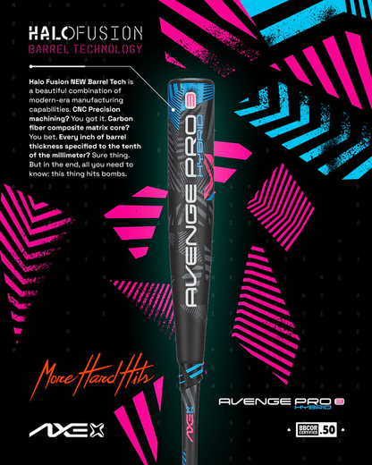 2025 AXE Avenge Pro 3 Hybrid (-3) BBCOR Baseball Bat: L130M-FLR