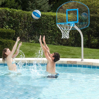 Dunn Rite Regulation Clear Hoop Combo Deck-Mounted Pool Basketball and Volleyball Set