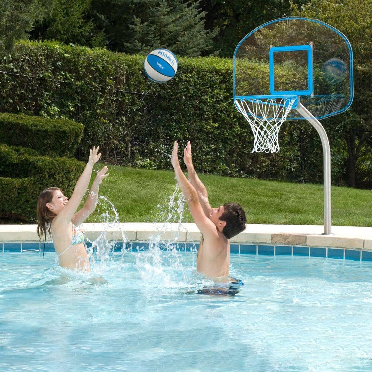 Dunn Rite Regulation Clear Hoop Deck-Mounted Pool Basketball Hoop - Clear