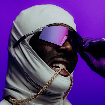 100 Percent Sunglasses - Speedcraft - Elly 3 White Venom HiPER Dark Purple Mirror Lens w/ Bonus HiPER Coral Lens