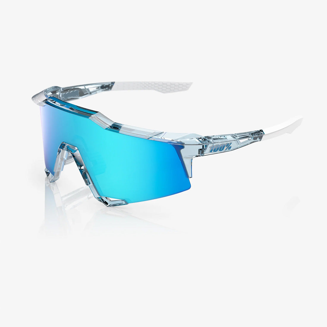 100% SPEEDCRAFT Sunglasses Polished Translucent Mint - Blue Topaz Mirror Lens