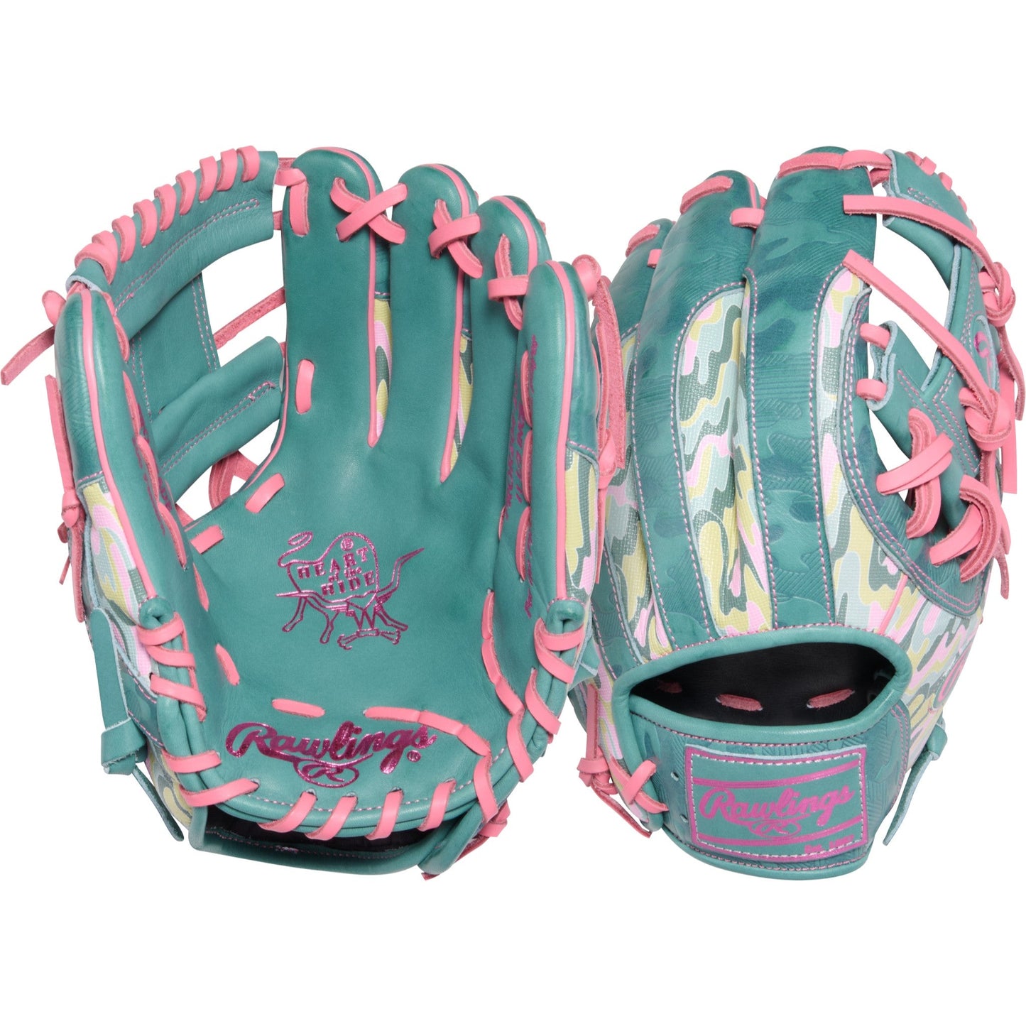 Rawlings Heart of the Hide ColorSync 10 Teal Camo 11.5" Baseball Fielding Glove - PROR204-2SP