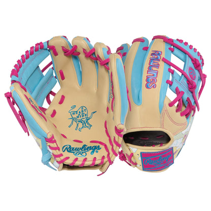 Rawlings Icon Fest Heart of the Hide Camel/Columbia Blue 11.5" Baseball Fielding Glove - PROR934-2CBE