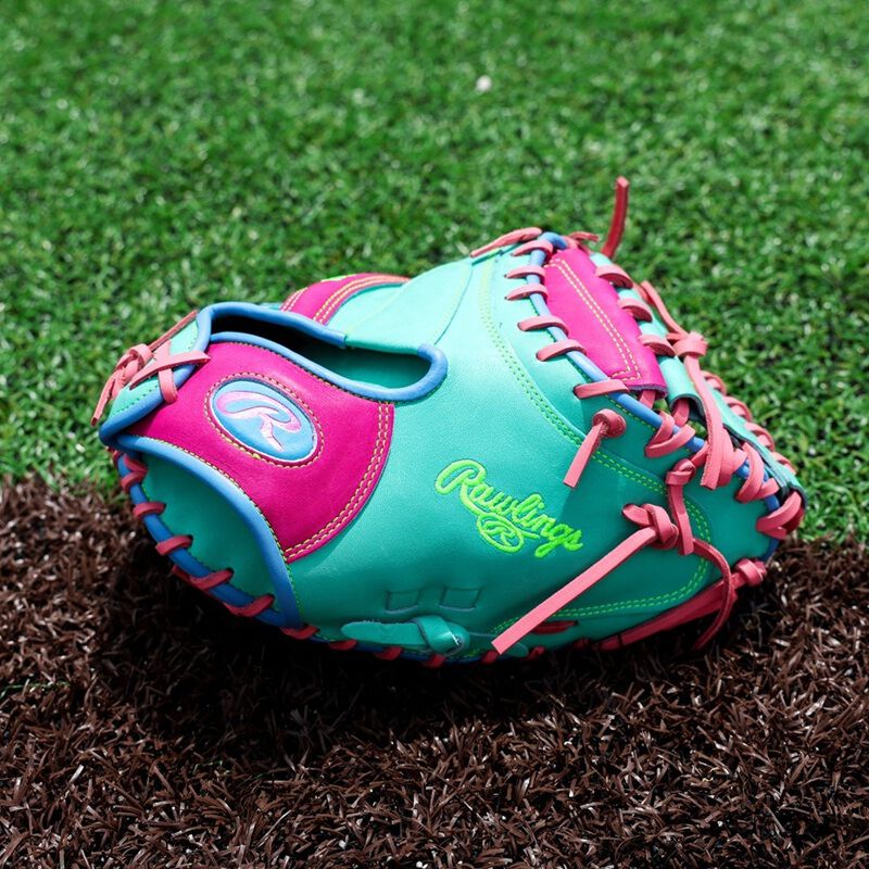 Rawlings Heart of the Hide ColorSync 10 Pink Teal 34" Baseball Catchers Mitt/Glove - PRORCM43-23BEM