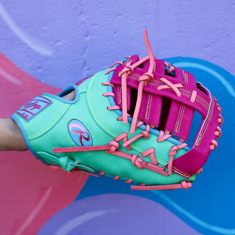Rawlings Heart of the Hide ColorSync 10 Pink Teal 13" First Base Baseball Mitt/Glove - PRORDCT-10BEM