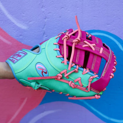 Rawlings Heart of the Hide ColorSync 10 Pink Teal 13" First Base Baseball Mitt/Glove - PRORDCT-10BEM