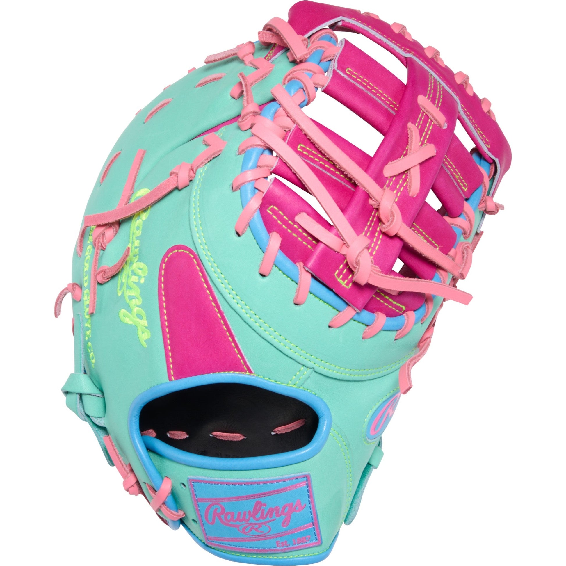 Rawlings Heart of the Hide ColorSync 10 Pink Teal 13" First Base Baseball Mitt/Glove - PRORDCT-10BEM
