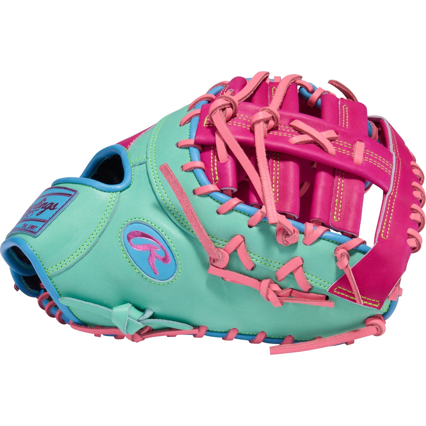 Rawlings Heart of the Hide ColorSync 10 Pink Teal 13" First Base Baseball Mitt/Glove - PRORDCT-10BEM