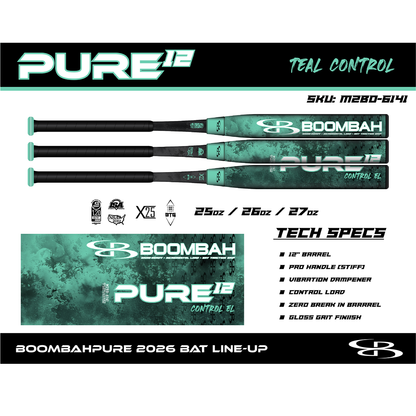 Boombah Pure Teal 12" Balanced USSSA Slowpitch Softball Bat: M2B0-6141