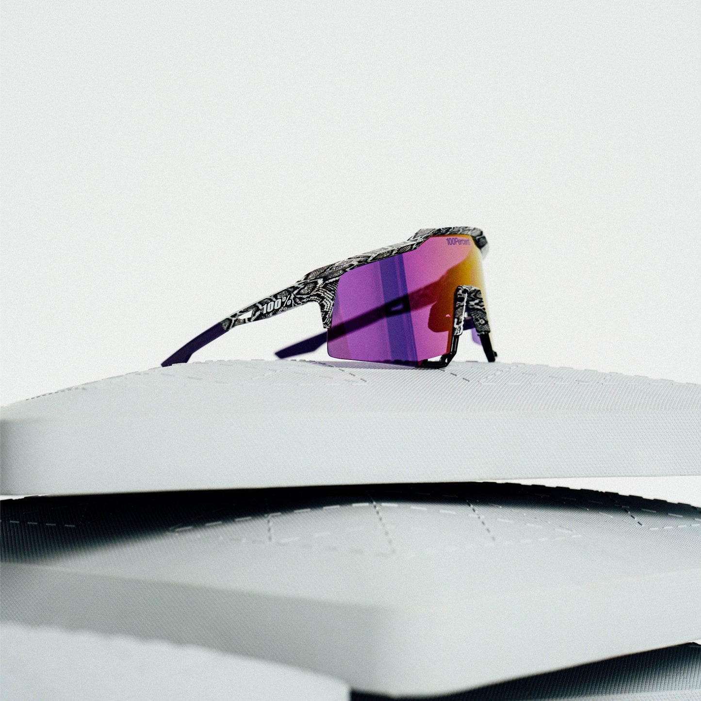 100 Percent Sunglasses - Speedcraft - Elly 3 White Venom HiPER Dark Purple Mirror Lens w/ Bonus HiPER Coral Lens