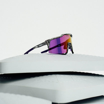 100 Percent Sunglasses - Speedcraft - Elly 3 White Venom HiPER Dark Purple Mirror Lens w/ Bonus HiPER Coral Lens