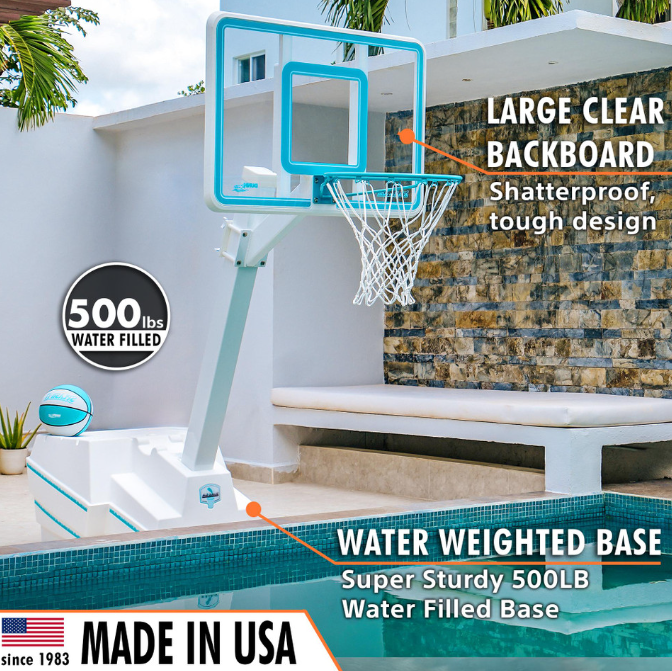 Dunn Rite Splash & Slam Clear Pool Basketball Hoop Set