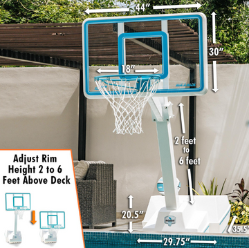 Dunn Rite Splash & Slam Clear Pool Basketball Hoop Set
