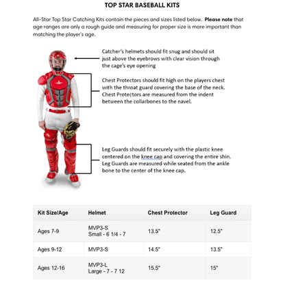 All Star Top Star Series (Ages 7-9) Catcher's Kit NOCSAE Approved: CKCC-TS-79