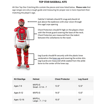 All Star Top Star Series (Ages 7-9) Catcher's Kit NOCSAE Approved: CKCC-TS-79