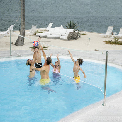 Dunn Rite Regulation Clear Hoop Combo Deck-Mounted Pool Basketball and Volleyball Set