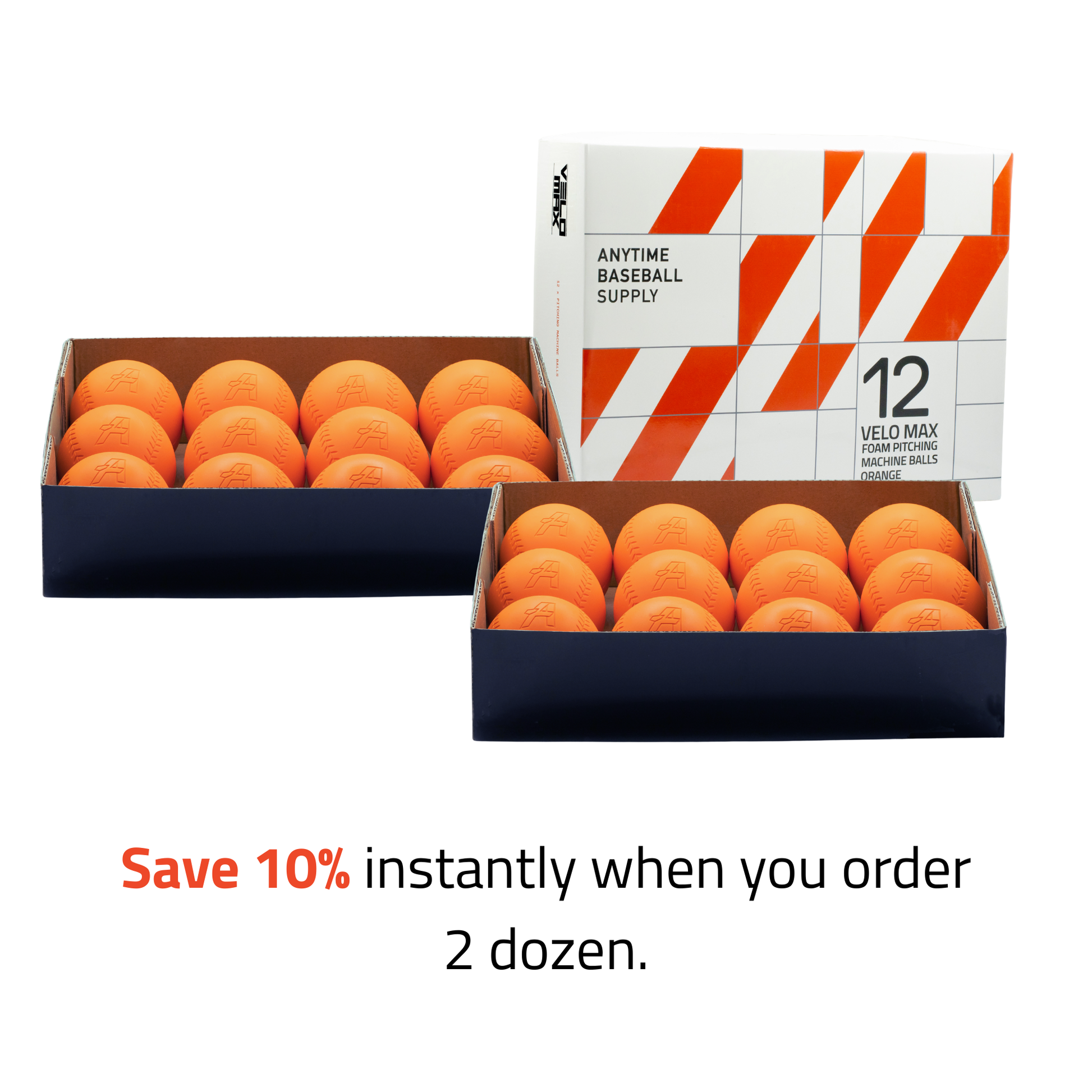 VeloMax Foam Pitching Machine Balls with Recessed Seams