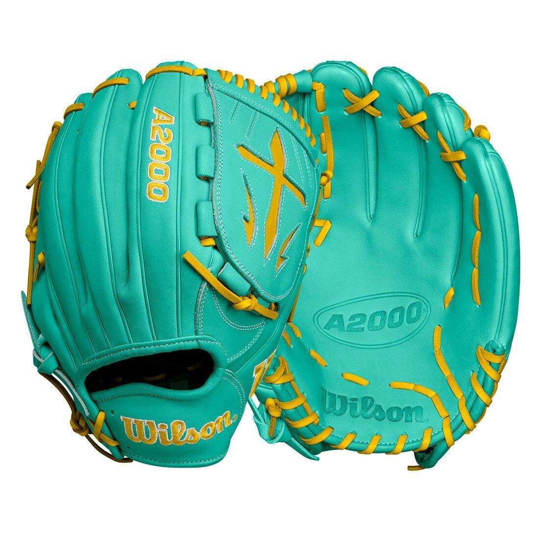 2024 Wilson A2000 B23 12" Pitcher's Baseball Glove: Seafoam & Yellow