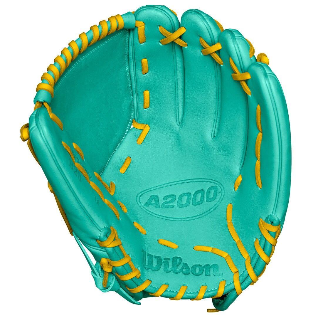2024 Wilson A2000 B23 12" Pitcher's Baseball Glove: Seafoam & Yellow