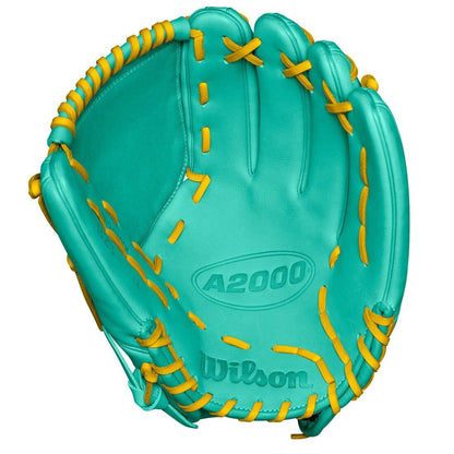2024 Wilson A2000 B23 12" Pitcher's Baseball Glove: Seafoam & Yellow