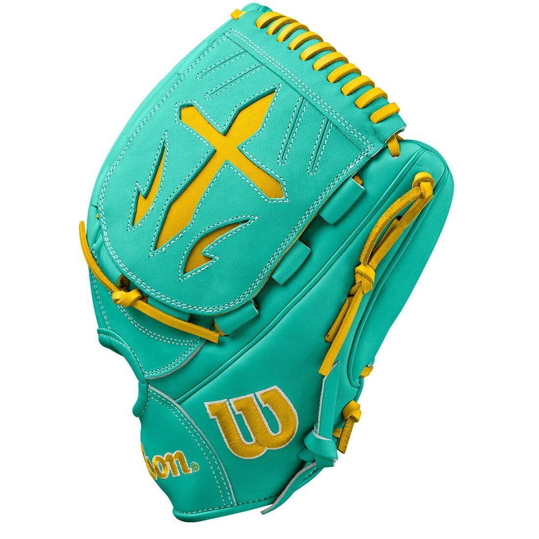 2024 Wilson A2000 B23 12" Pitcher's Baseball Glove: Seafoam & Yellow
