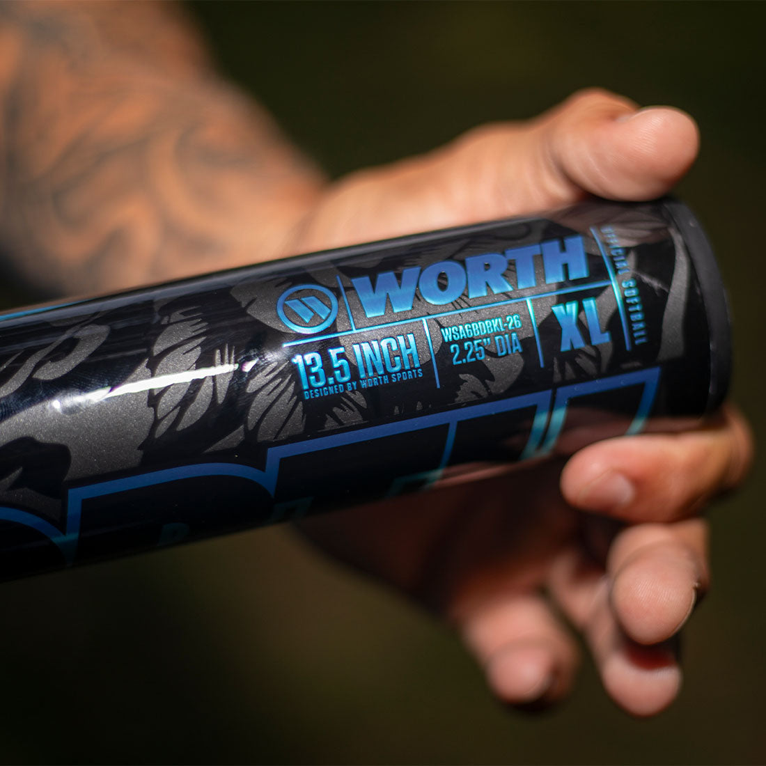 2026 Worth Bedlam Black 13.5" XL USA Slowpitch Softball Bat: WSA6BDBKL