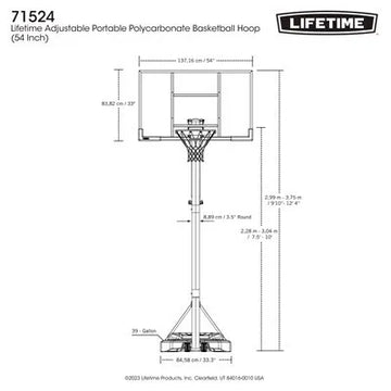 Lifetime Adjustable Portable Basketball Hoop (54-Inch Polycarbonate)