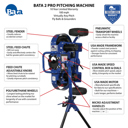 BATA 2 Pro Baseball Pitching Machine PM BATA2 PRO BB 10