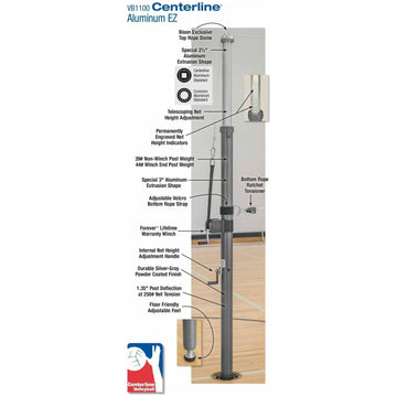 Bison 3" Centerline Aluminum EZ Volleyball Standards VB11