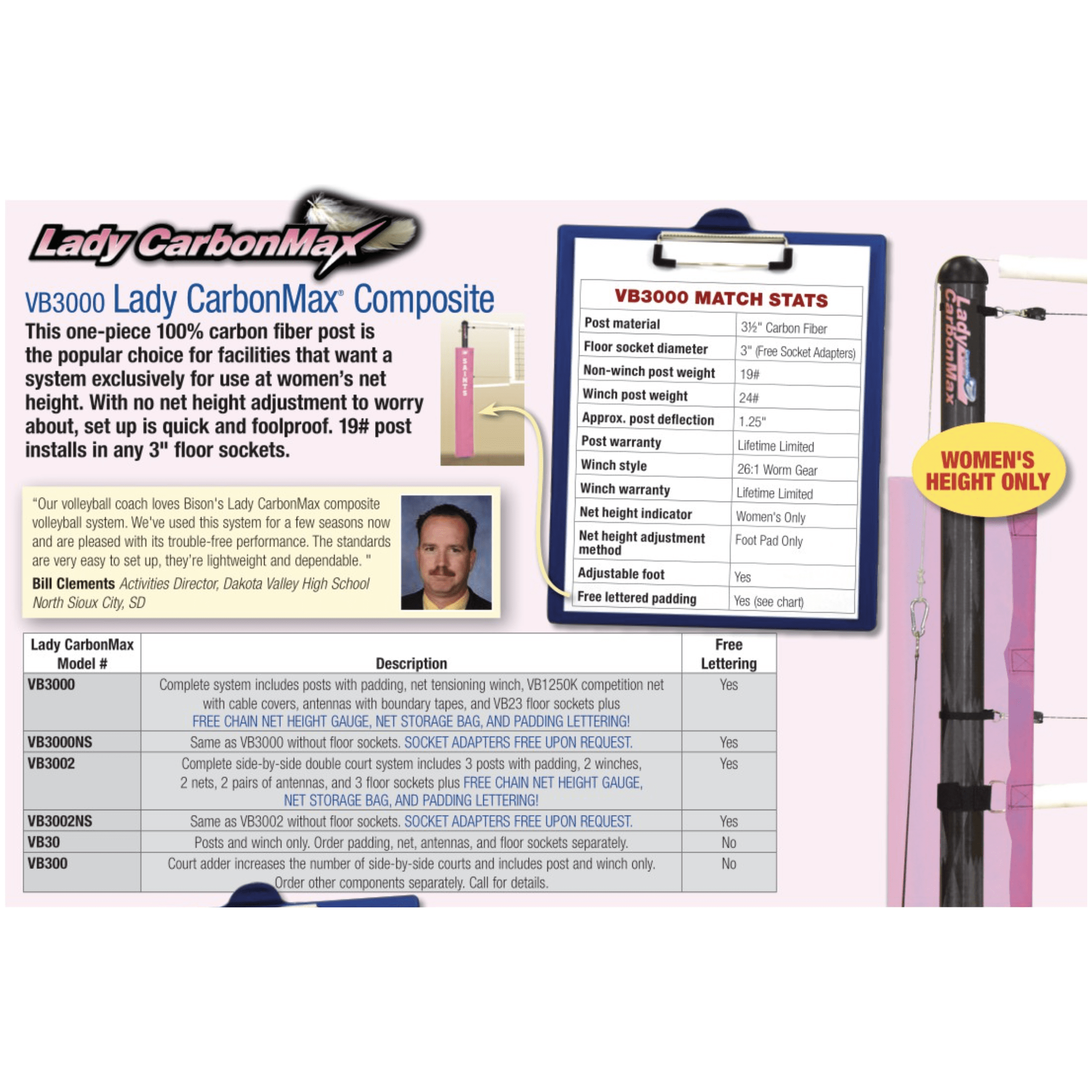Bison 3" Lady CarbonMax Composite Volleyball Standards VB30