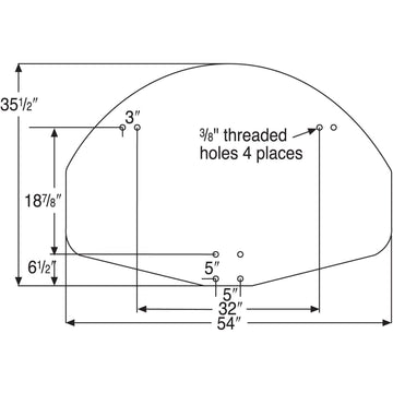 Bison 35-½” x 54″ Aluminum Fan Shaped Backboard BA475SS